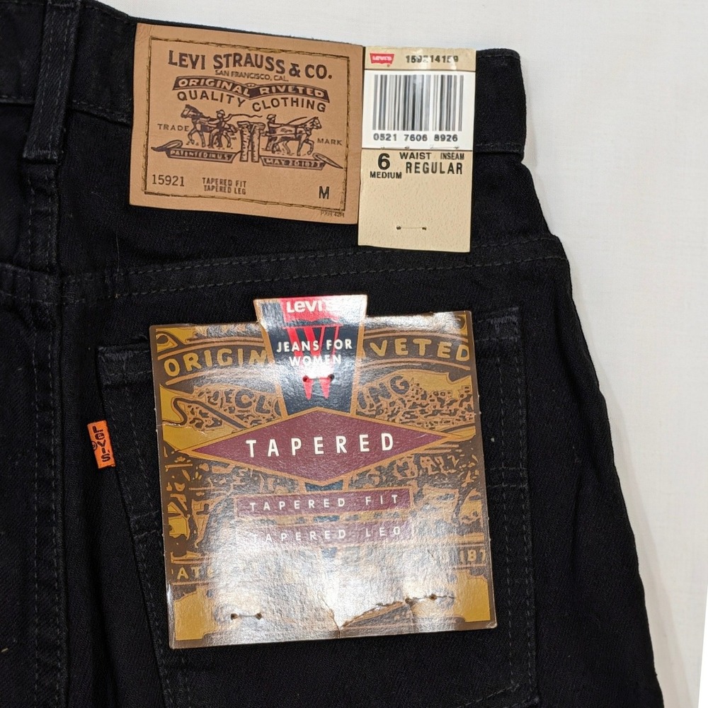 Vintage Levi's 921 Orange Tab Jeans Black Tapered Fit High Rise Men's 26x31 NWT